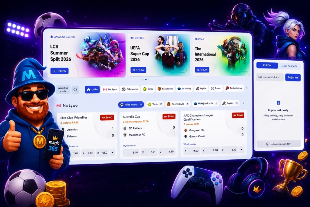 Sekcja bukmacherska i esport w Magic365
